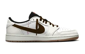 Travis Scott x Air 1 2026 Chestnut 7.0 Low Slip Resistant низкие винтажные баскетбольные кроссовки Unisex Jordan, белый chestnut