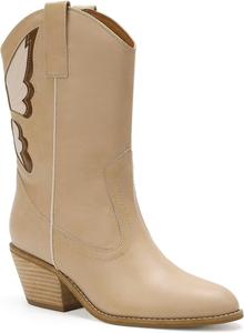 Женские западные ботильоны-бабочки, ковбойские ботинки с массивным каблуком, ковбойские ботинки, заостренные носки Beast Fashion, Taupe