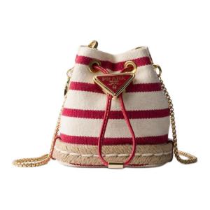 PRADA Хлопковая ведерка, мини-сумка через плечо для женщин, гранатово-желтый и красный
