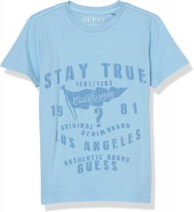 Футболка GUESS для мальчиков с большим принтом логотипа из органического хлопка, Drew Blue