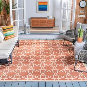 Ковер SAFAVIEH, 244 x 336 см, Washable Rug Outdoor Courtyard Collection - , Terracotta & Beige, Non-Shedding & Easy Cleaning, для патио, заднего двора, прихожей (CY6032-241)