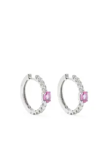 Серьги-кольца из белого золота с сапфирами и бриллиантами ROSEKEY, серебяный