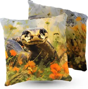 Подушка велюровая "Змея" ПРЕМИУМ 40 х 40 см декоративная с наполнителем для гостиной, спальни или в подарок 5made