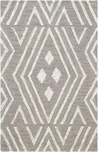 Ковер SAFAVIEH, 77 x 122 см, Micro-Loop Collection, Grey & Ivory, ручной работы, марокканский стиль бохо из шерсти, идеально для помещений с высокой проходимостью: прихожая, гостиная, спальня (MLP609F)