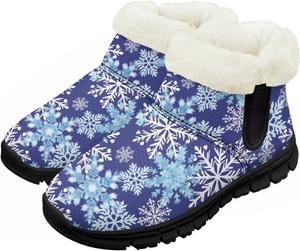 Детские зимние ботинки для девочек и мальчиков, утепленные, с меховой подкладкой, водонепроницаемые, легкие, противоскользящие Chririnla, Blue Snowflake