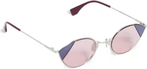 Женские узкие солнцезащитные очки FENDI "кошачий глаз", розово-голубые, один размер