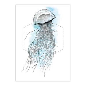 Фреска Komar Jellyfish, 50x70x0,1 см цвет schwarz/weiß/blau