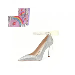 Туфли на высоком каблуке женские серебряные Crelinkxlat, [Ограниченная подарочная коробка в форме сердца] Серебро