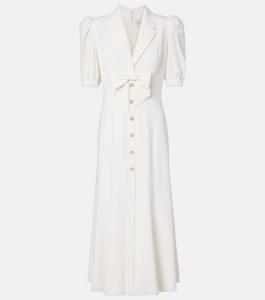 Платье миди из шерстяного крепа Alessandra Rich, белый