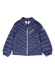Пуховик с нашивкой-логотипом Moncler Enfant, синий