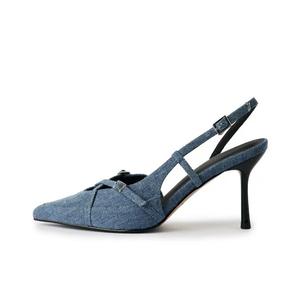 CZRSK Туфли на тонком каблуке 8 см, женские, джинсово-синие