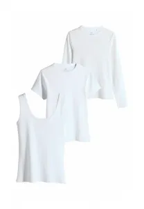 Классический крой, короткий комплект, топ с длинными рукавами The Set, White