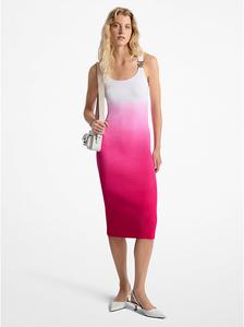Платье из эластичной вискозы с ребристым узором «омбре» Michael Kors, розовый