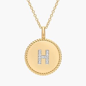 Подвеска с инициалом «H» из желтого золота 14 карат с бриллиантами Blue Nile