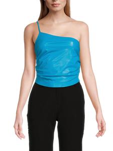 Укороченный топ из искусственной кожи на одно плечо susana monaco, цвет Ultramarine