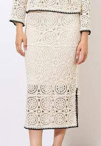 Юбка-карандаш CROCHET CIRCLES MIDI  Apricot, серый