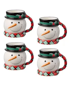 Рождественские причудливые объемные кружки со снеговиком, набор из 4 шт. Certified International, multi