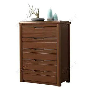 Yu Senyi Комод 70х45х115 см для гостиной и спальни в современном китайском стиле из массива дерева, 5 ящиков, цвет black walnut, полностью собран