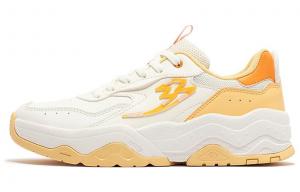 Прочные дышащие низкие скейтерские кроссовки женские бело-желтые 361°