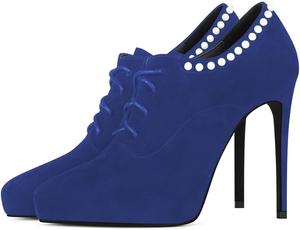 Женские ботильоны YDN на высоком каблуке-стилетто, заостренный носок, шнуровка, жемчужная отделка, вечерние туфли для клуба, размеры 4-15 US