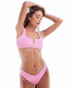 Эксклюзивный комплект бикини-топа Frolic с V-образным вырезом спереди в нежно-розовом цвете The Frolic