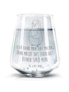 Стакан для питья с надписью Пингвин на прозрачном фоне Mr. & Mrs. Panda