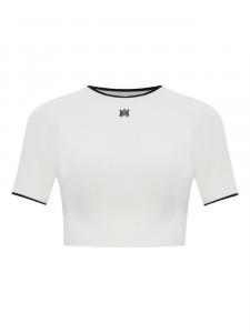 Укороченная футболка в рубчик AMIRI, белый