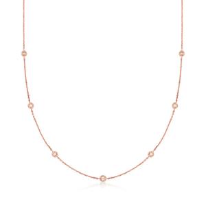 Колье Ross-Simons Diamond Station из 14-каратного розового золота Ross-Simons, 16 In