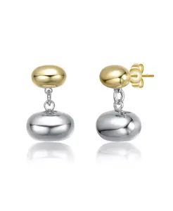 Серьги-Подвески с двумя бусинами и цепочкой, покрытые двухцветным белым золотом и 14-каратным золотом Rachel Glauber, gold