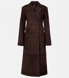 Двубортное пальто из замши Rotate, Chocolate Brown
