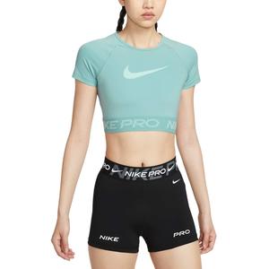 Женская майка Pro Dri FIT с коротким рукавом и принтом Nike, зеленый