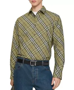 Хлопковая рубашка с клетчатым рисунком Burberry, зеленый