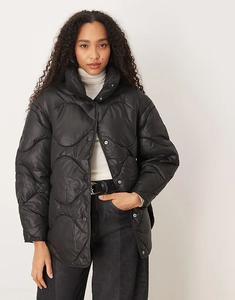 Стеганая куртка JJXX свободного кроя с высоким воротом черного цвета
