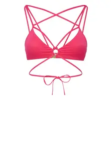 Бикини-топ треугольной формы в стиле бондаж Dsquared2, розовый