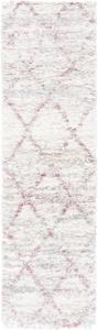 Ковер-дорожка SAFAVIEH, 69 x 244 см, Fontana Shag Collection, Pink & Ivory, геометрический рисунок, идеально подходит для помещений с высокой проходимостью: прихожая, кухня и ванная комната (FNT886U-28)