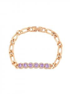 Faina Женский браслет «Фигаро» с кристаллами, цепочка, розовое золото, фиолетовый цвет