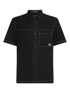 Рубашка с короткими рукавами и контрастной строчкой KARL LAGERFELD, черный