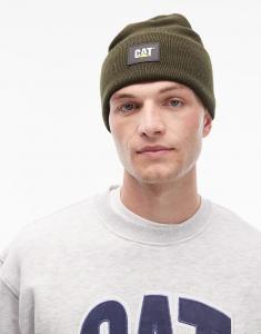 Шапка-бини с лейблом CAT WWR темно-зеленого цвета