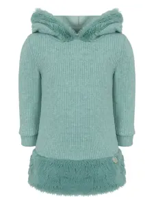 Платье из искусственного меха с капюшоном Lapin House, синий