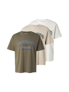 JACK & JONES Футболка 'JJEDENVER' в цветах кремовый, зеленый, белый