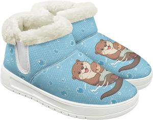 Зимние женские ботинки, утепленные флисом, теплые короткие ботильоны для улицы, противоскользящие и удобные Hechitok, Cartoon Otter