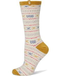 Женские носки UGG Leslie Graphic Crew, Ochre Green Multi Uggisle