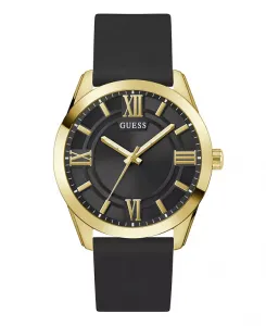 Мужские аналоговые часы с силиконовым ремешком черного золота, 44 мм Guess, black