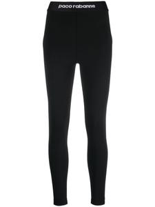 Rabanne легинсы с завышенной талией и логотипом, черный
