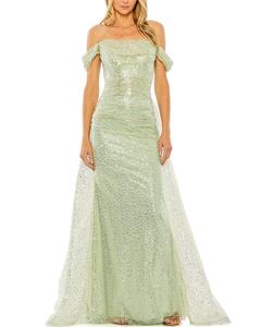 Мака Даггал платье вечернее с оголенными плечами и пайетками Mac Duggal