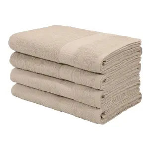 Мой дом. Полотенца для душа Juna, доступны в наборе и серии, 4 полотенца для душа, 70x140 см Набор полотенец, 100% хлопок, с каймой, однотонные цвета, мягкие My Home, кремовый