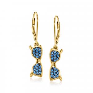 Солнцезащитные серьги-подвески Ross-Simons с сапфирами из 18-каратного золота поверх стерлингового серебра Ross-Simons, синий