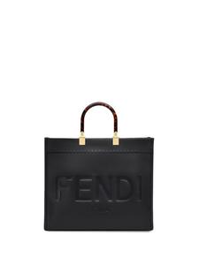 Сумка-тоут FENDI Sunshine с тисненым логотипом, черный