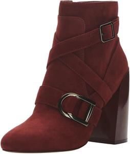 Женские ботильоны FYS с круглым носком, ремешками и массивным высоким каблуком, боковая молния, модные зимние ботинки, размеры 4-16 US, Red