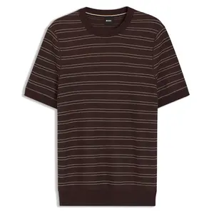 Свитер с коротким рукавом BOSS Nalon 10278956, коричневый